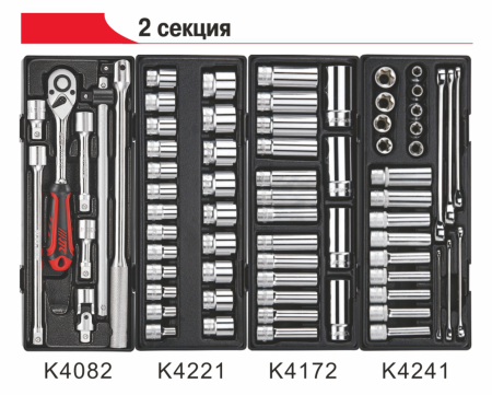 Тележка инструментальная (JTC-3931) 7 секций с набором инструментов 344 предмета JTC-3931+344