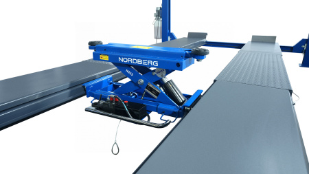 Подъемник 4-стоечный 5 т, c ручной траверсой 3 т N433, для сход-развала, электростопоры, 380 В, синий/серый 4450J_EG/EB(M)