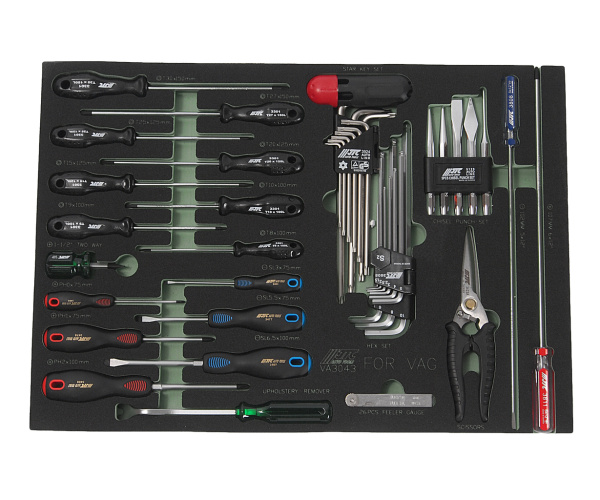 Набор инструментов 43 предмета слесарно-монтажный (VAG) в ложементе JTC-VA3043
